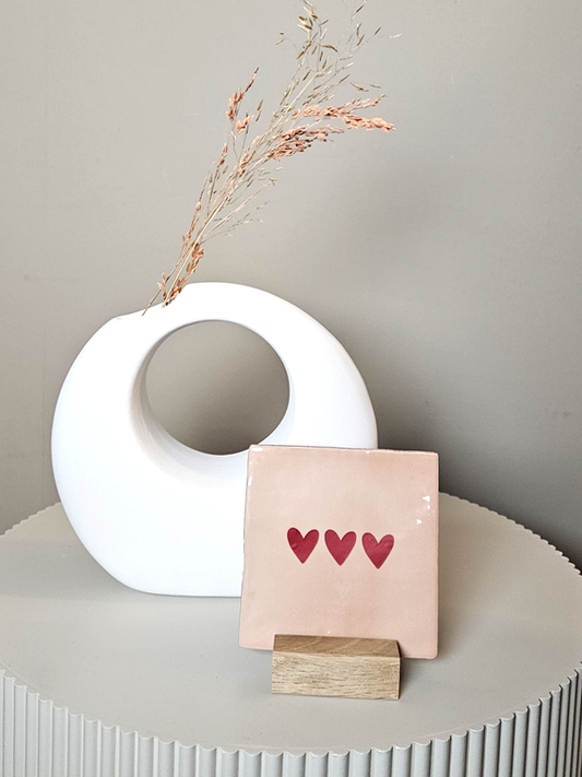 Azulejo – 3 corazones | Cerámica 10x10 cm