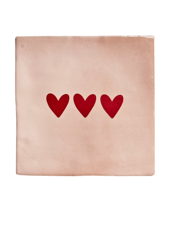 Azulejo – 3 corazones | Cerámica 10x10 cm