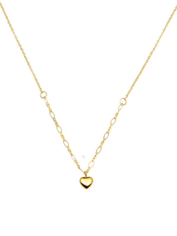 Collar de acero inoxidable con cadena de corazón dorado