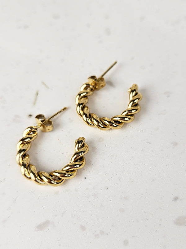 Pendientes de acero inoxidable Anillos Lino dorado