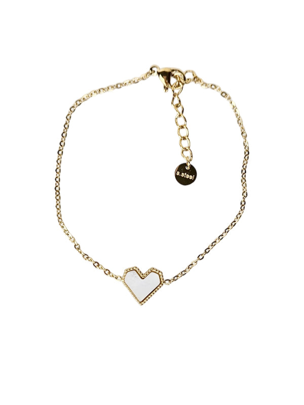 Pulsera de acero inoxidable con corazón encantador de oro