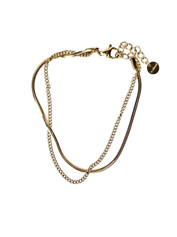 Pulsera de acero inoxidable Double Chains dorada.