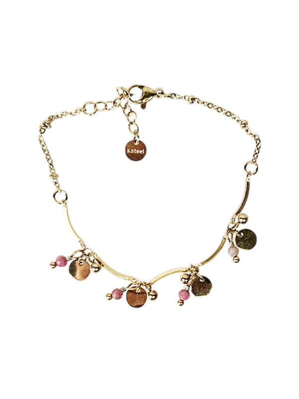 Pulsera de acero inoxidable Multi Monedas dulce oro rosa