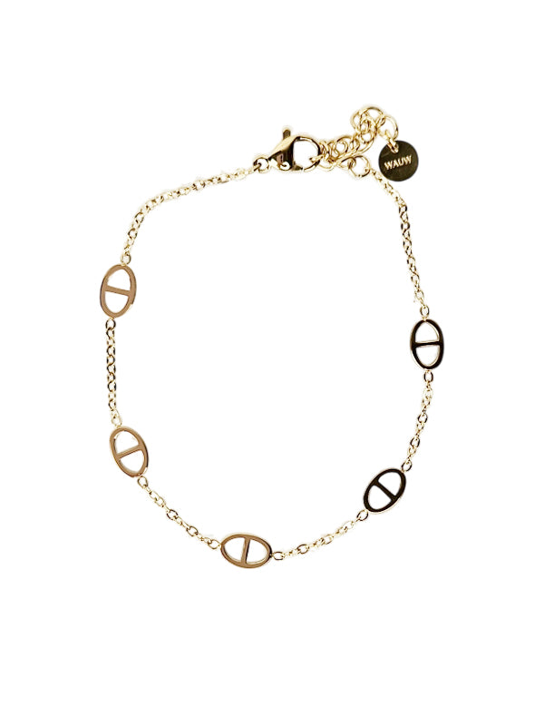 Pulsera de acero inoxidable ovalada dorada