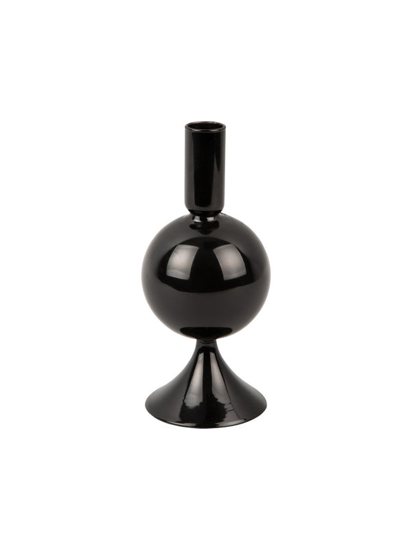 Portavelas – Present Time Sparkle Ball Negro | Vidrio 18 × 8 cm