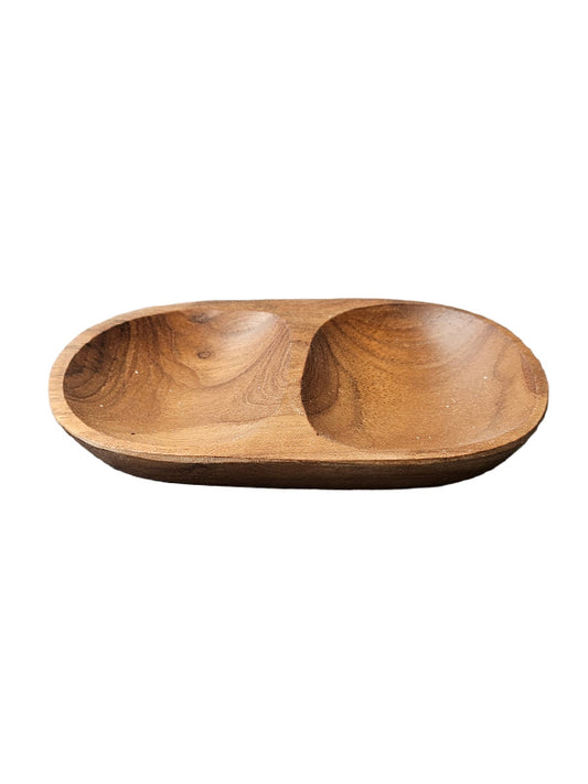 Cuenco de Madera con 2 Compartimentos | Natural y Versátil