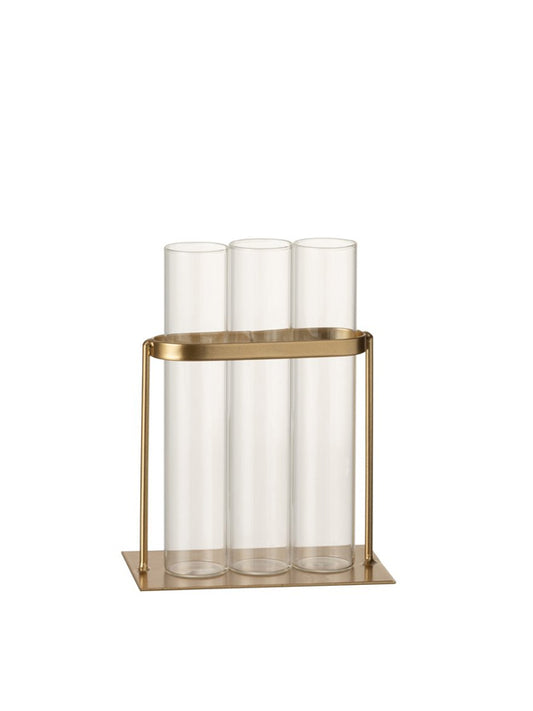 J-Line Florero 3 Tubes | gold & glass