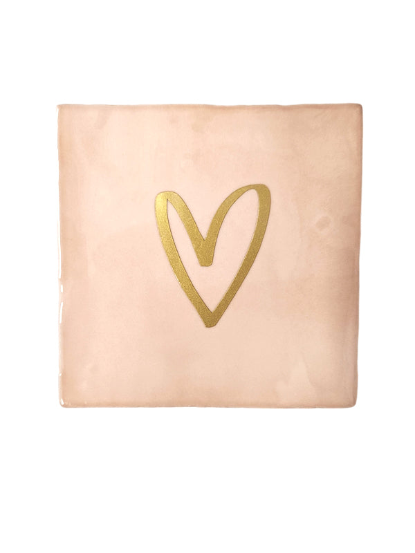 Azulejo – Corazón – rosa empolvado | Cerámica 10x10 cm