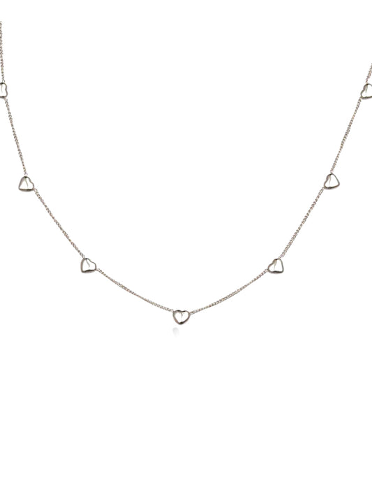 Cadena de acero inoxidable Multicorazones 3D plata