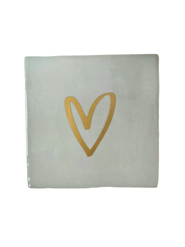 Azulejo – Corazón – verde menta | Cerámica 10x10 cm