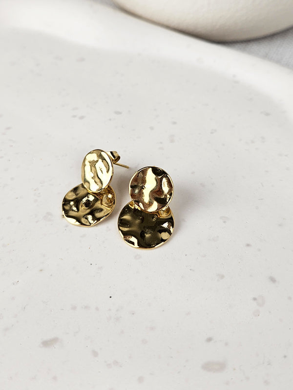 Pendientes de acero inoxidable Luna oro