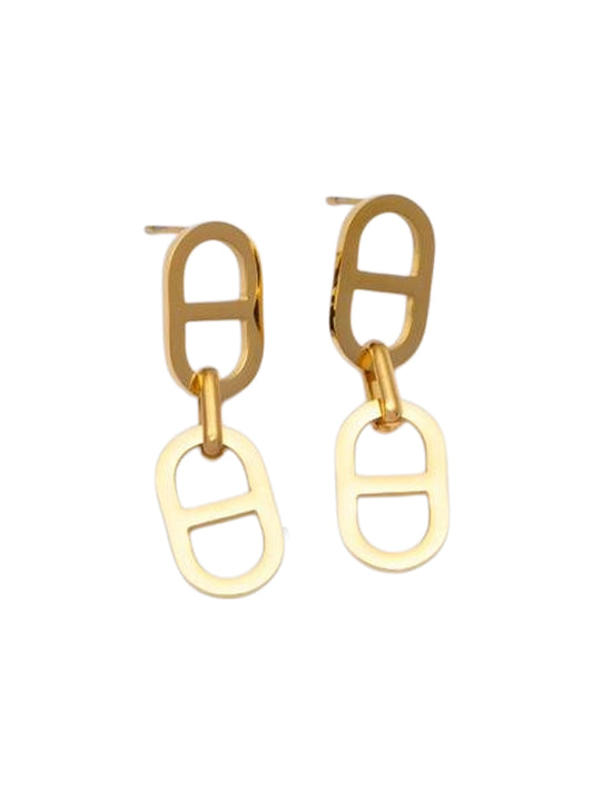 Pendientes de acero inoxidable ovalados dorados