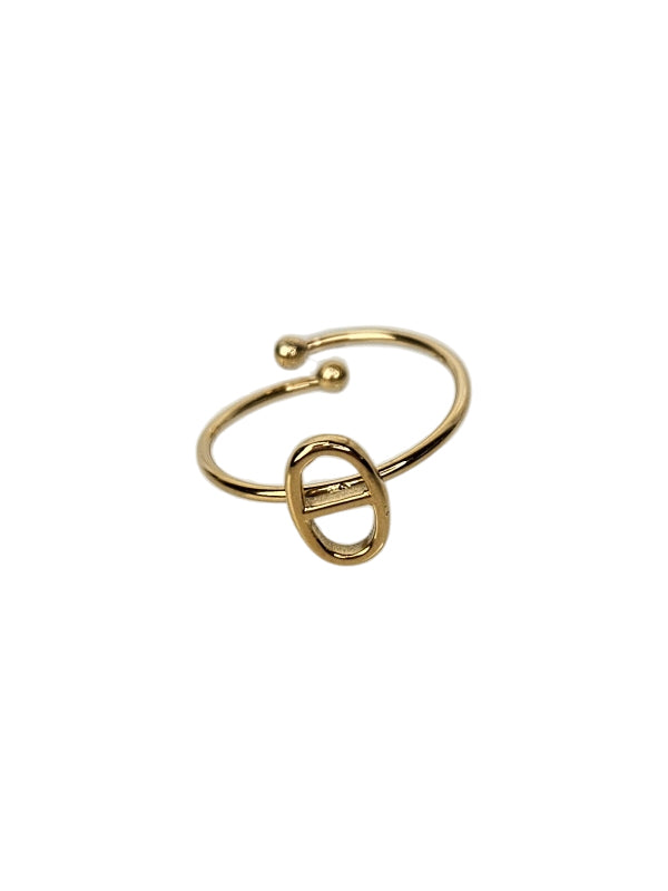 Anillo de acero inoxidable ovalado dorado