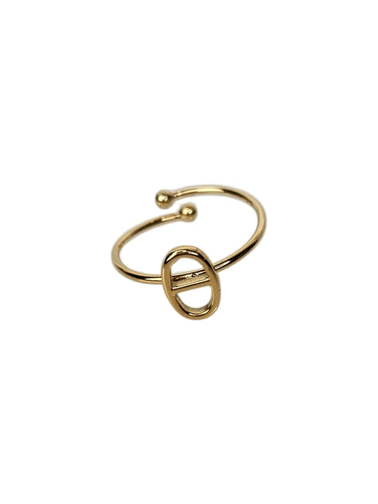 Anillo de acero inoxidable ovalado dorado