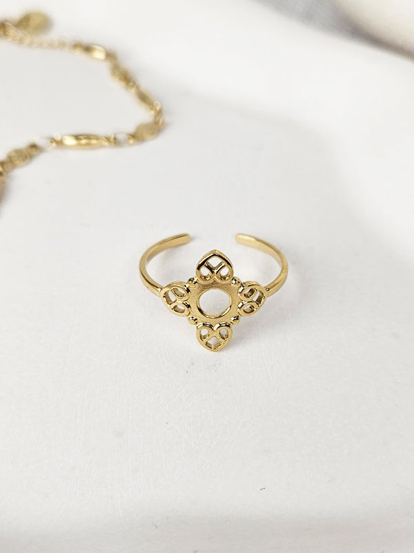 Anillo de acero inoxidable Reina oro
