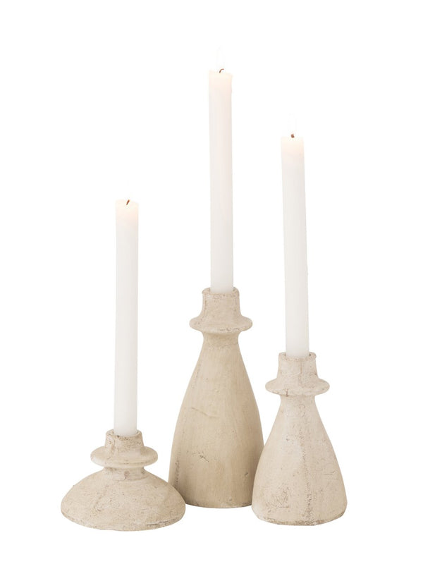 Juego de 3 candelabros J-Line Agora Terra Beige