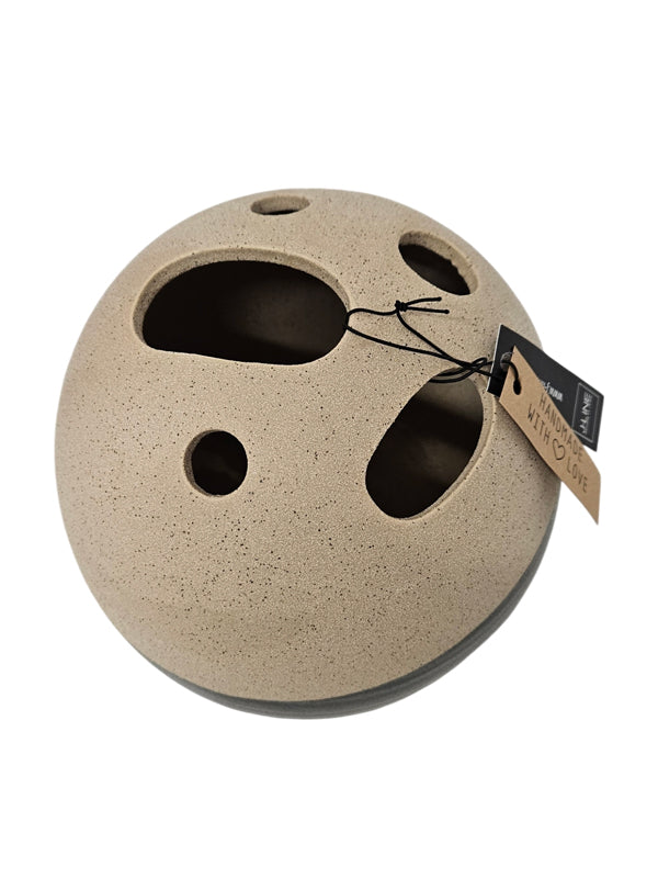 J-Line Jarrón Esférico Cerámica Beige Negro L