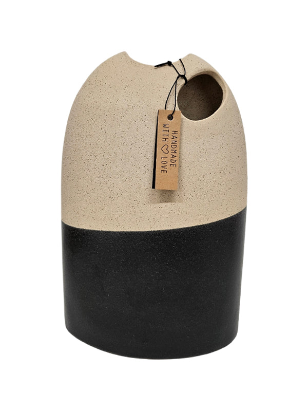 Jarrón J-Line High - cerámica - beige/negro L