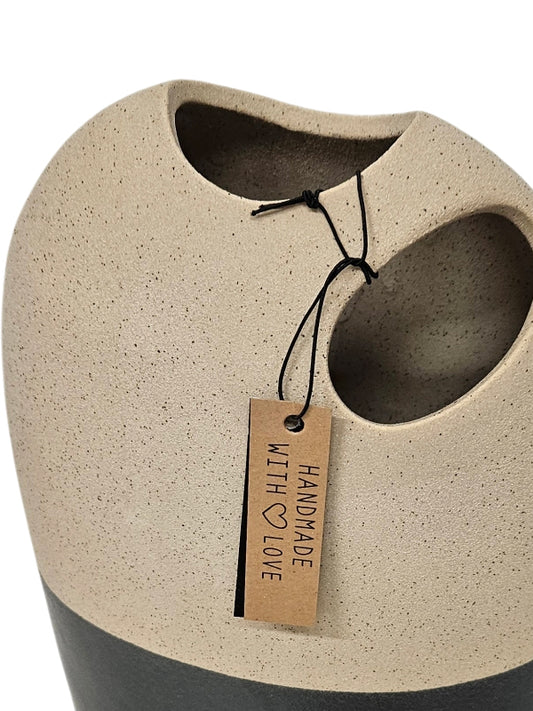 J-Line Jarrón Alto Cerámica Beige/Negro Large
