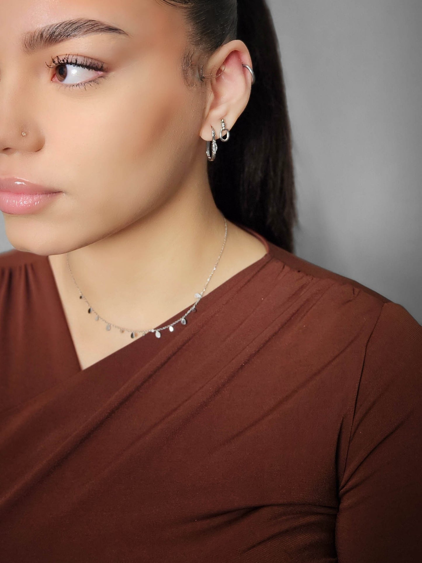 Pendientes de acero inoxidable Link plateados