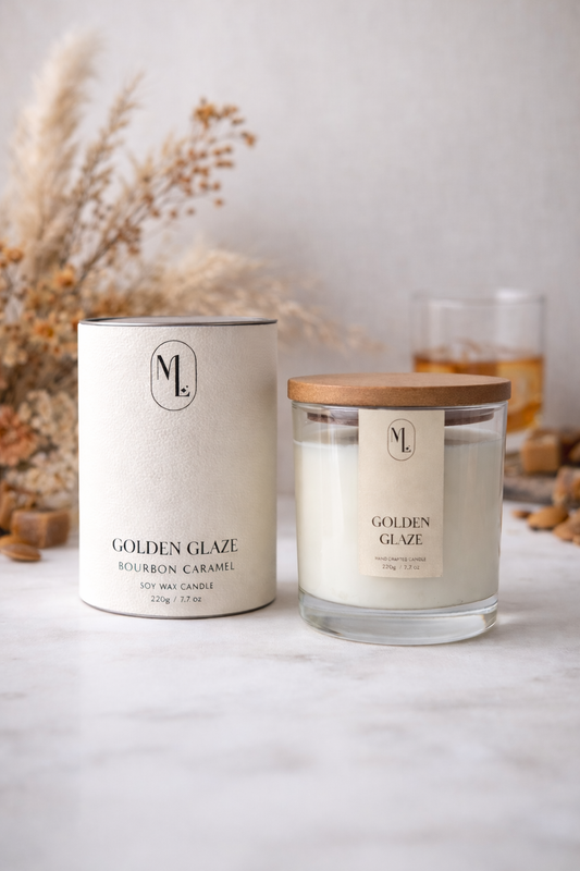 Vela aromática de soja de lujo – Golden Glaze | Bourbon Caramel