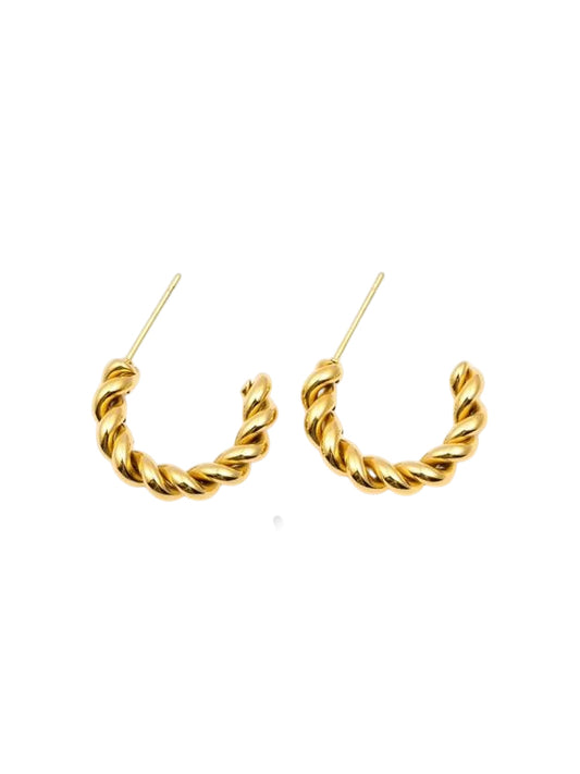 Pendientes de acero inoxidable Anillos Lino dorado
