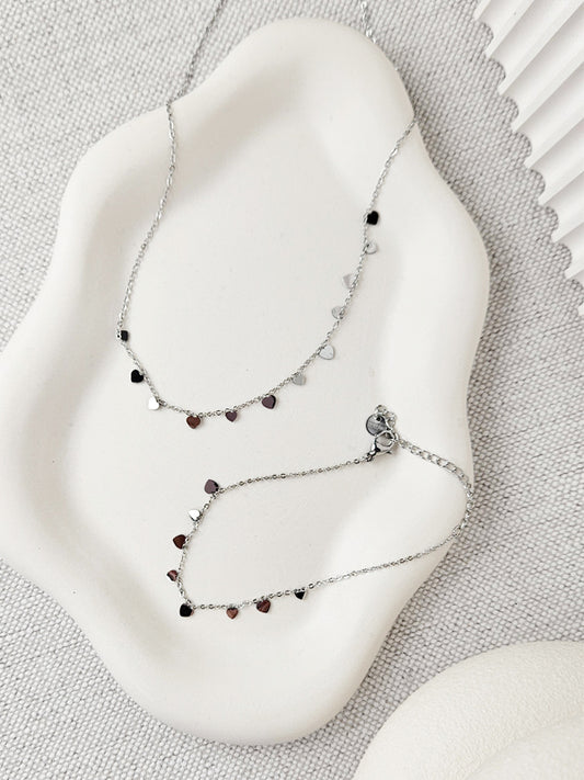 Pulsera de acero inoxidable Multi corazones plata