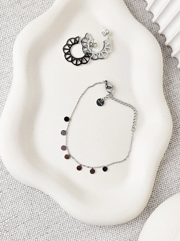 Pulsera de acero inoxidable Multi monedas plata