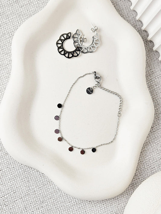 Pulsera de acero inoxidable Multi monedas plata