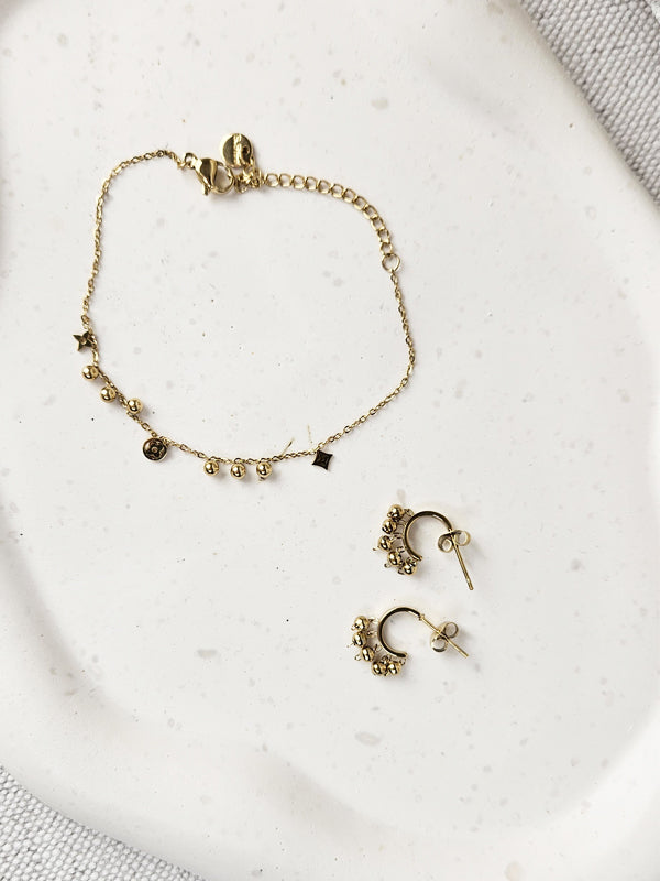 Pulsera de acero inoxidable Multi Blossom dorado