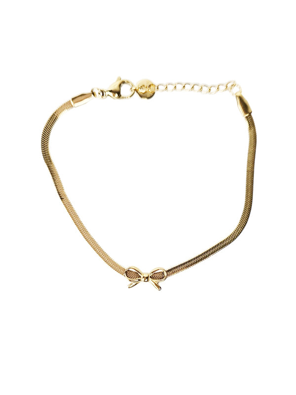 Pulsera de acero inoxidable con lazo dorado