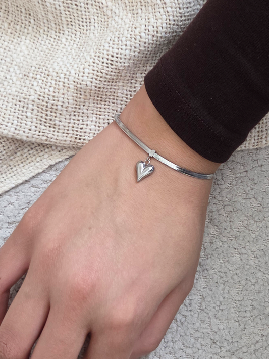 Pulsera Corazón de Acero Inoxidable Plata