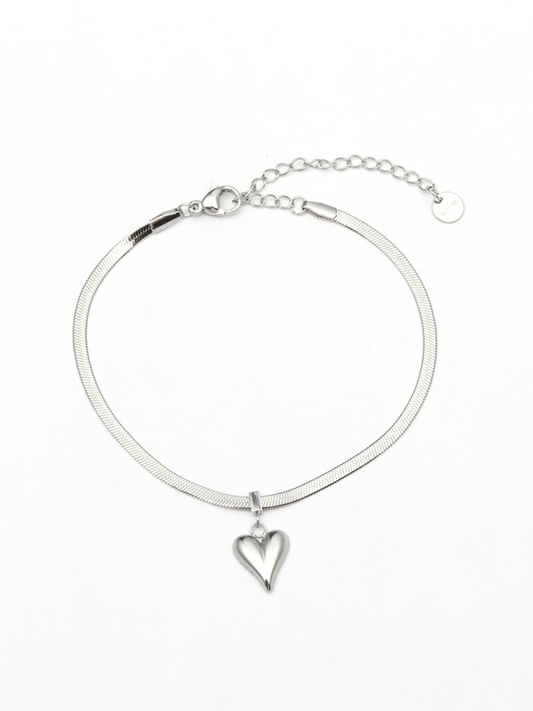 Pulsera Corazón de Acero Inoxidable Plata