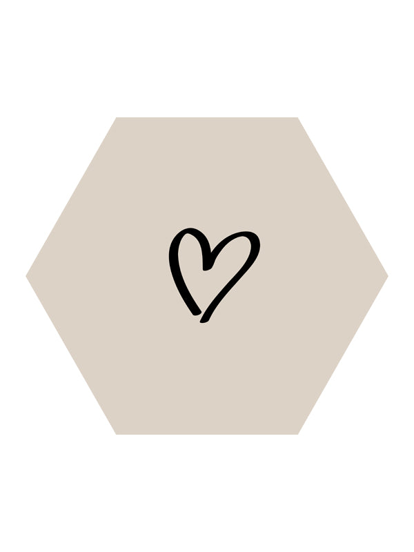 Tablero de Forex Just4You con forma de hexágono y corazón abierto