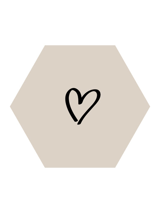 Tablero de Forex Just4You con forma de hexágono y corazón abierto
