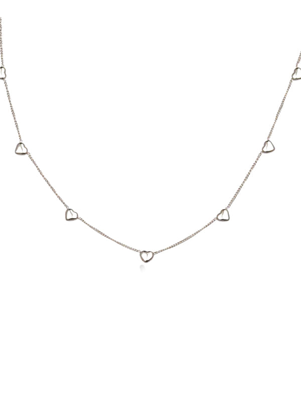 Cadena de acero inoxidable Multicorazones 3D plata