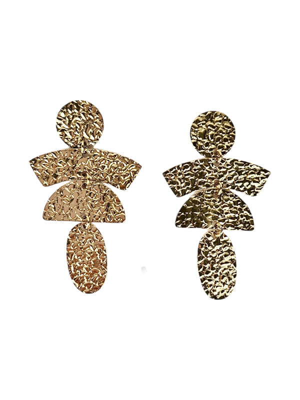 Pendientes de acero inoxidable con diseño artístico dorado