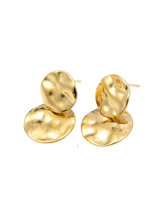 Pendientes de acero inoxidable Luna oro