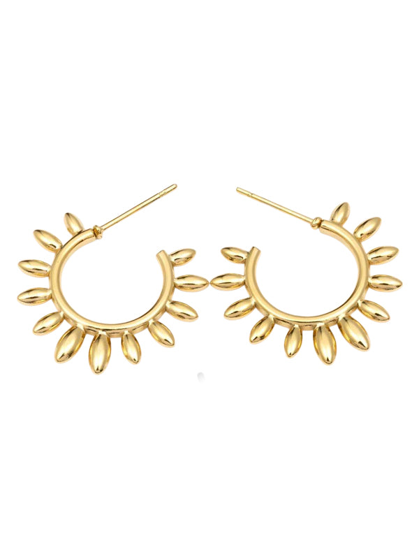 Pendientes de acero inoxidable Sol dorado