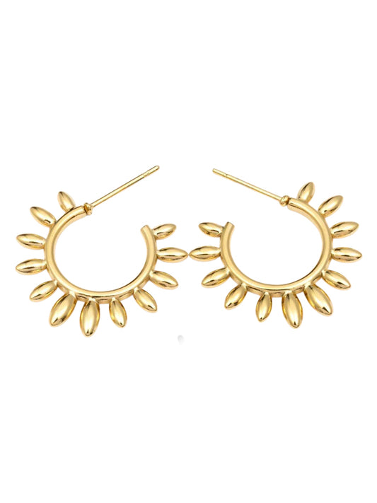 Pendientes de acero inoxidable Sol dorado