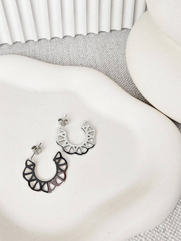 Pendientes de acero inoxidable Cinta plata