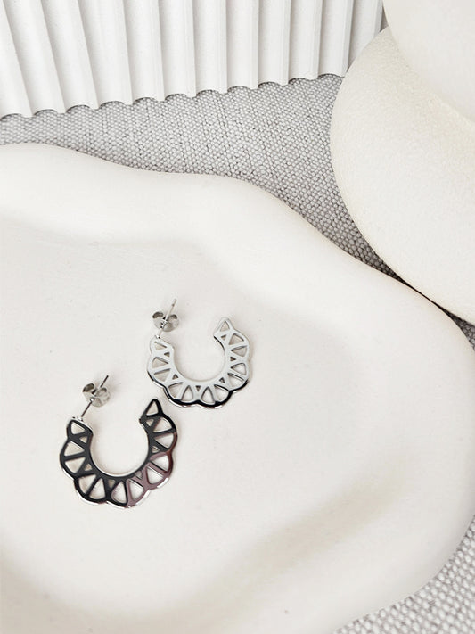 Pendientes de acero inoxidable Cinta plata