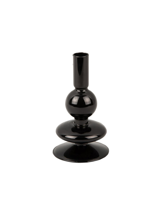 Candelabro PT de cristal con burbujas brillantes en color negro