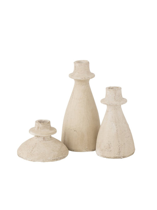 Juego de 3 candelabros J-Line Agora Terra Beige