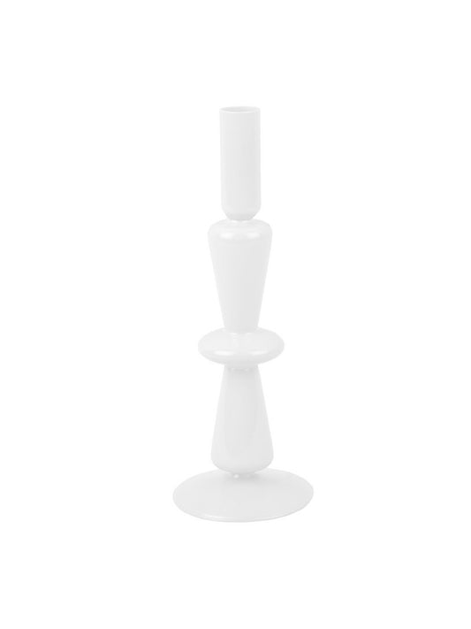 Candelabro PT de cristal brillante alto blanco