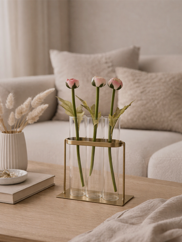 J-Line Florero 3 Tubes | gold & glass
