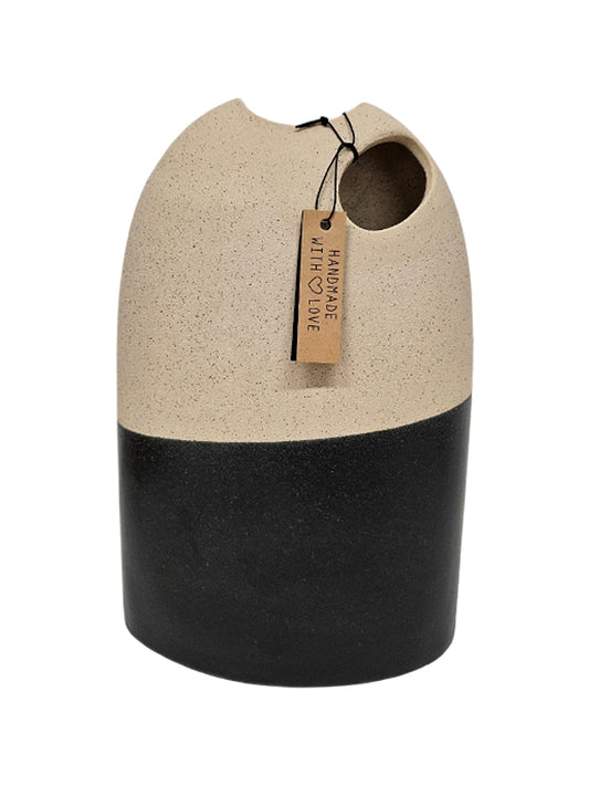 Jarrón J-Line High - cerámica - beige/negro L